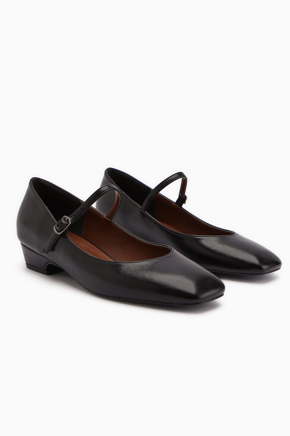 Yuphin Siyah Kısa Topuklu Kemerli Kadın Topuklu Ayakkabı
