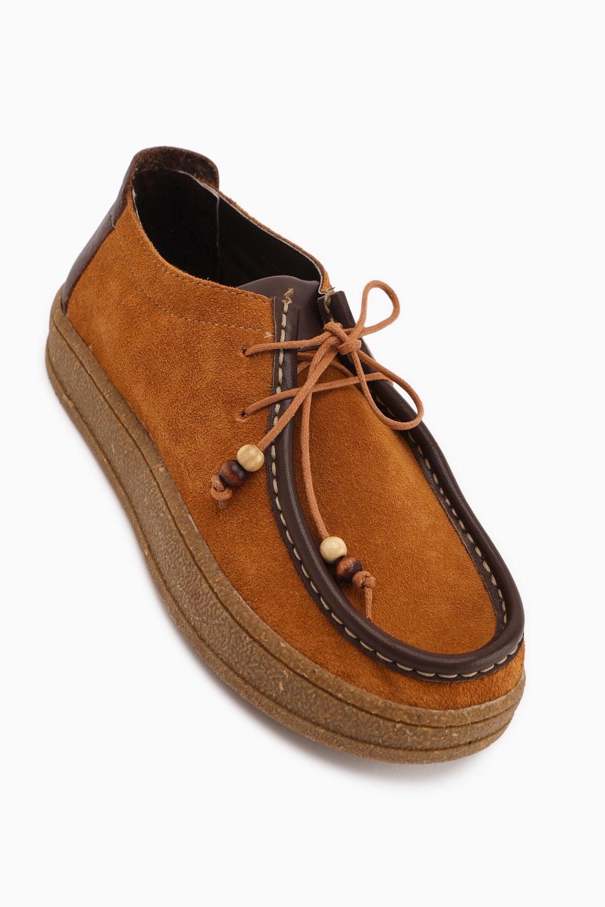 Polin Hakiki Deri Taba Süet Bağcıklı Günlük Loafer Ayakkabı