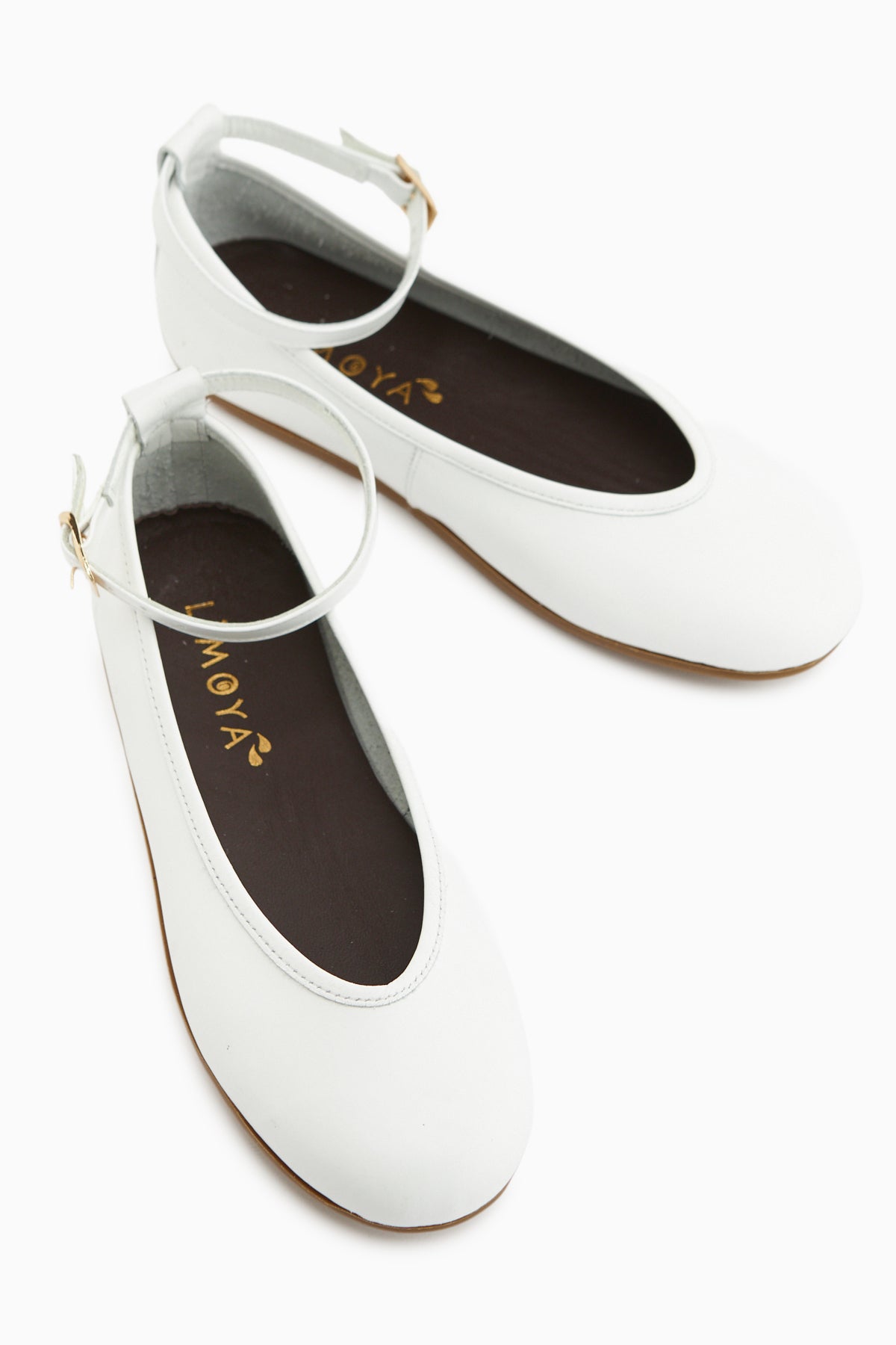 Jenin Hakiki Deri Beyaz Kemerli Kadın Babet