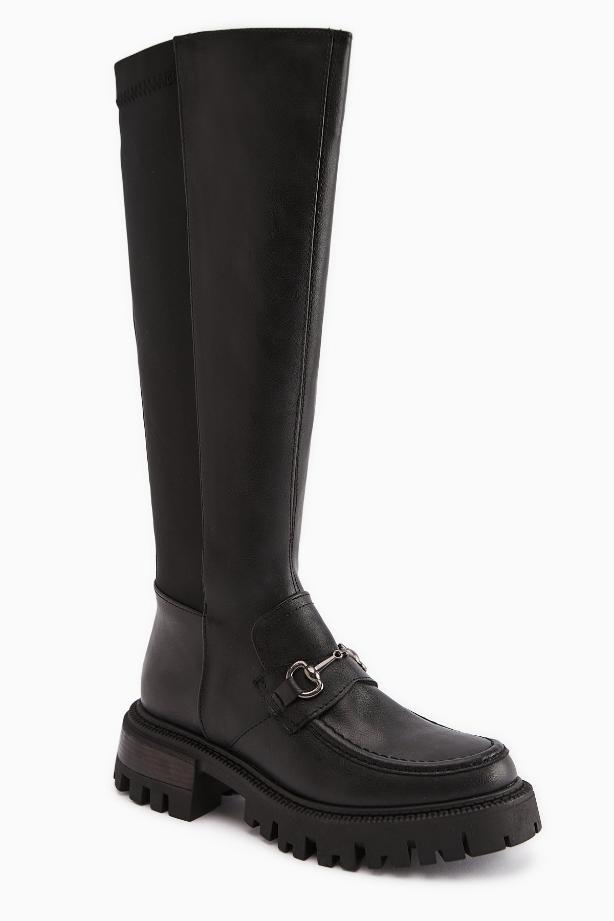 Meli Siyah Toka Detaylı Dalgıç Kumaşlı Tokalı Çizme