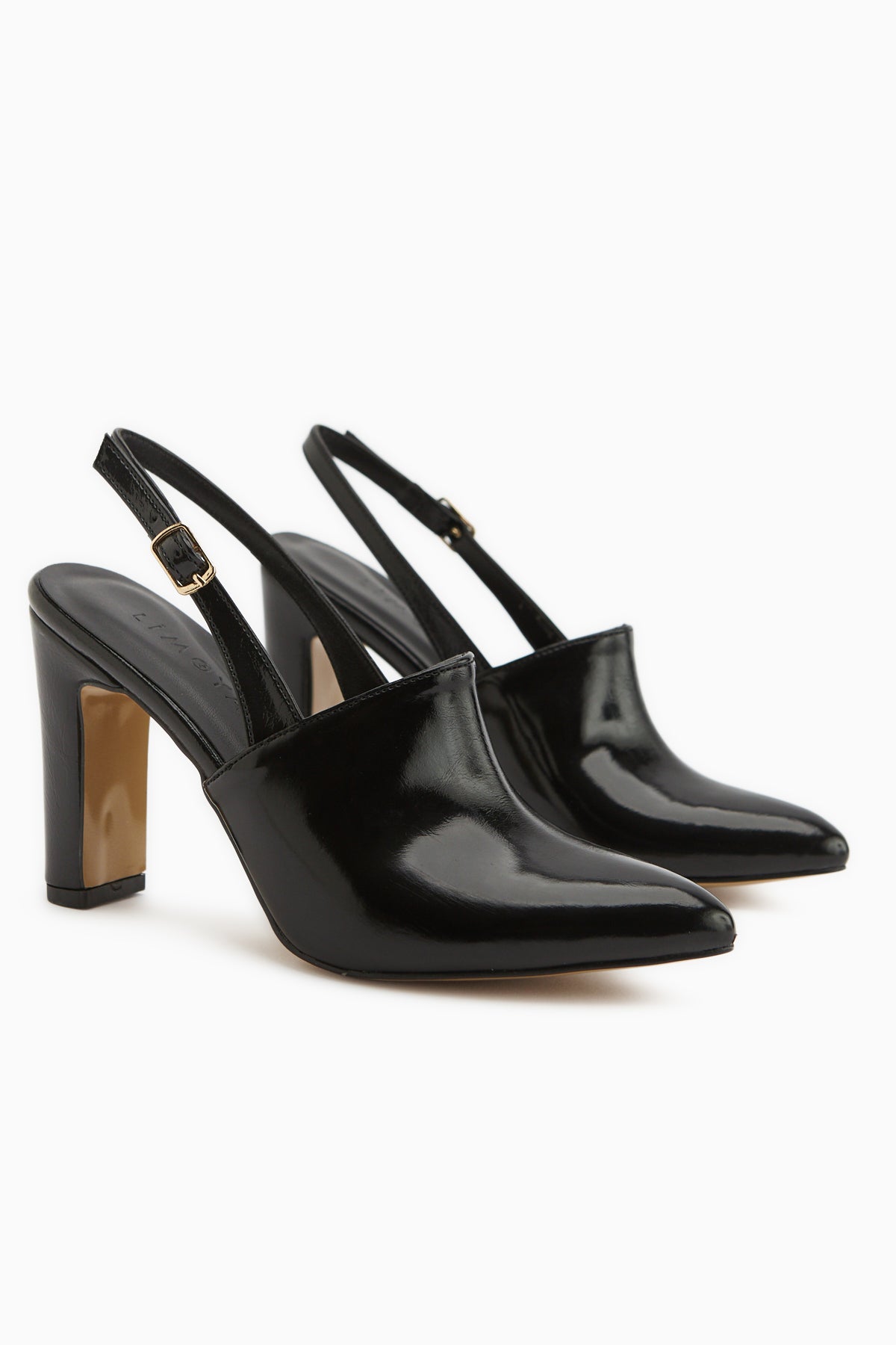 Maisa Siyah Sivri Burunlu Slingback Kalın Topuklu Kadın Ayakkabı