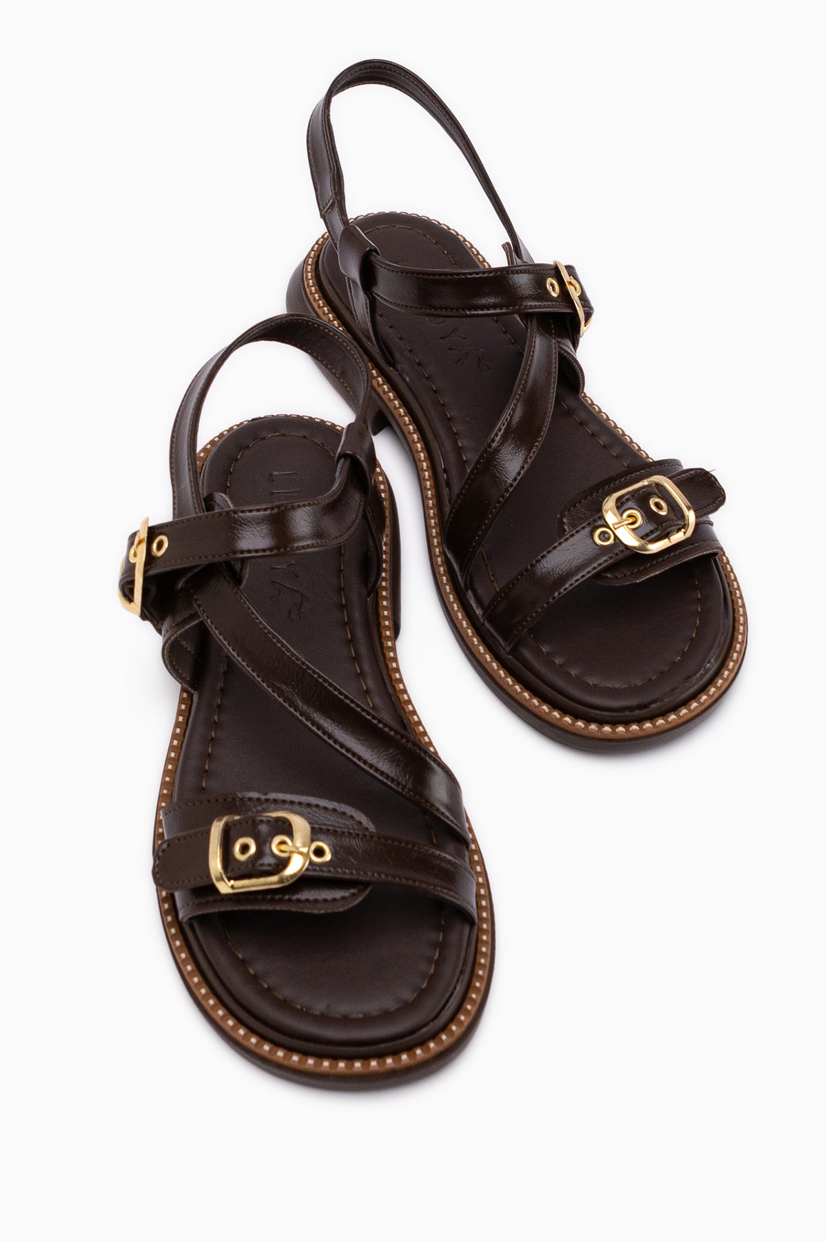 Maggy Kahve Çapraz Bantlı Kadın Sandalet