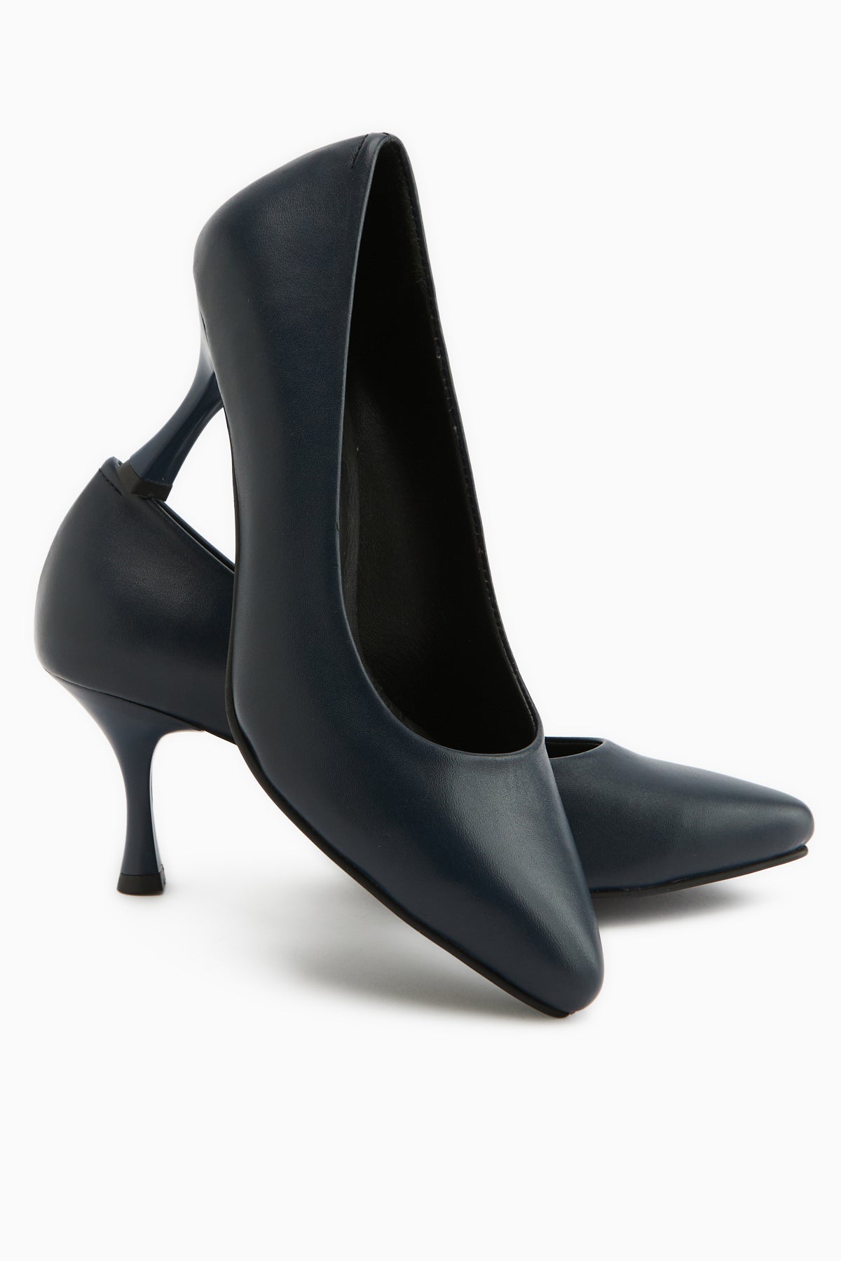 Kiara Hakiki Deri Lacivert Kadın Topuklu Ayakkabı Stiletto