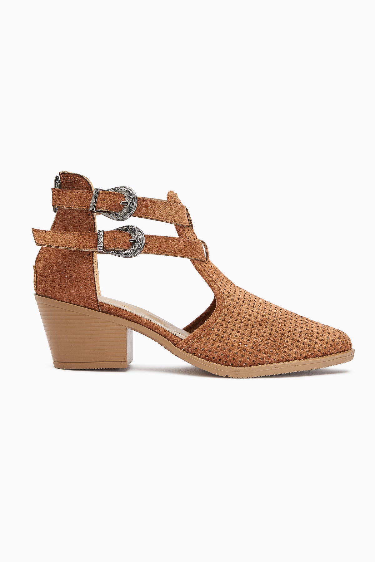 Carin Taba Süet Toka Detaylı Arkadan Fermuarlı Kadın Yazlık Bot