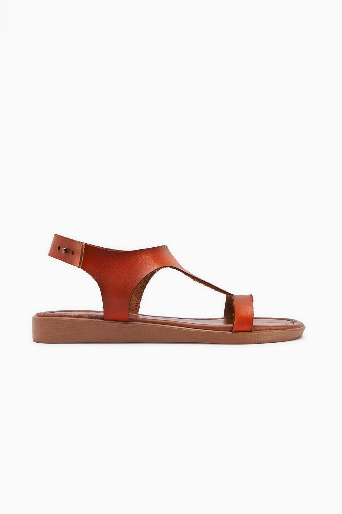 Hakiki Deri Coral Oranj Asimetrik Kesim Sandalet