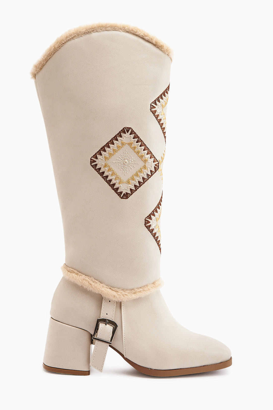 Hilka Ten Çıkarılabilir Konçlu Etnik Desenli Bot-Çizme