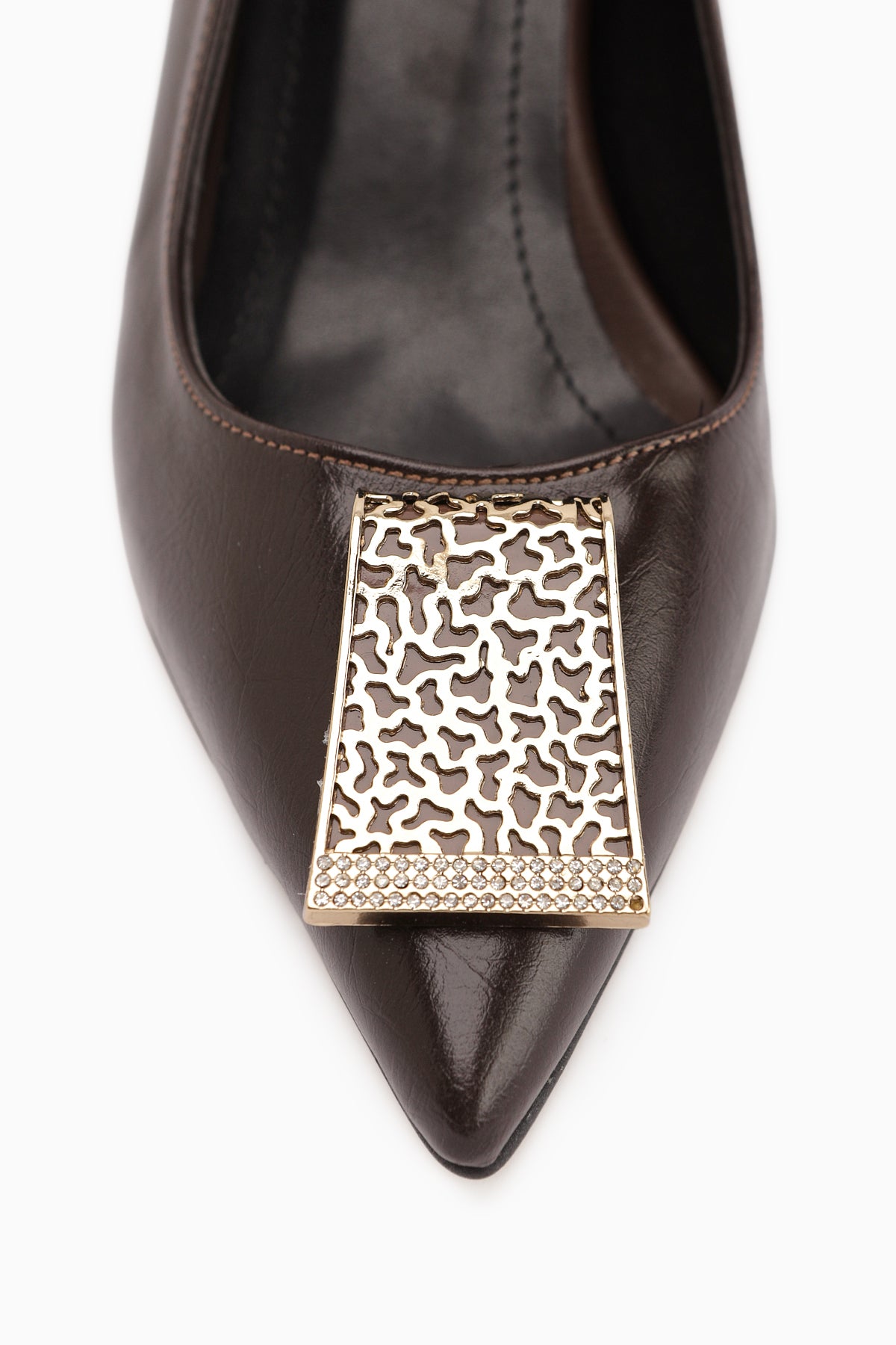 Lian Kahve Tokalı Stiletto Kadın Topuklu Ayakkabı