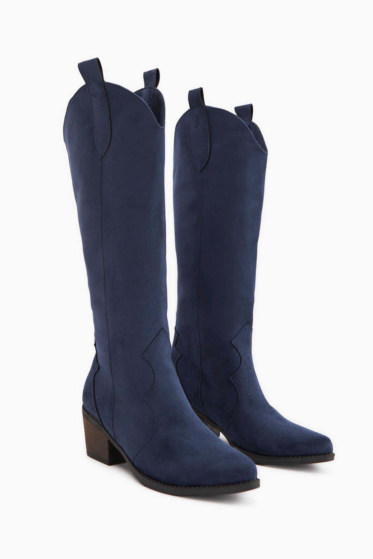 Lhena Lacivert Süet Western Çekme Çizme