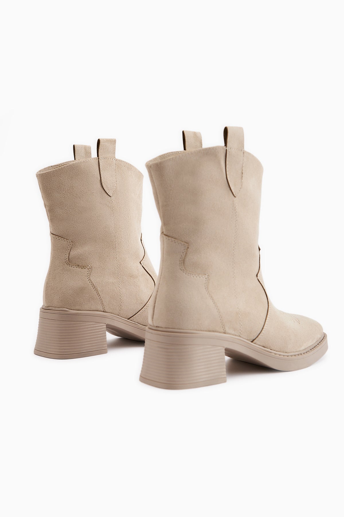 Mindra Bej Süet Nakışlı Kadın Bot