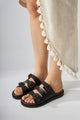 Cosima Siyah Üç Bantlı Kadın Terlik