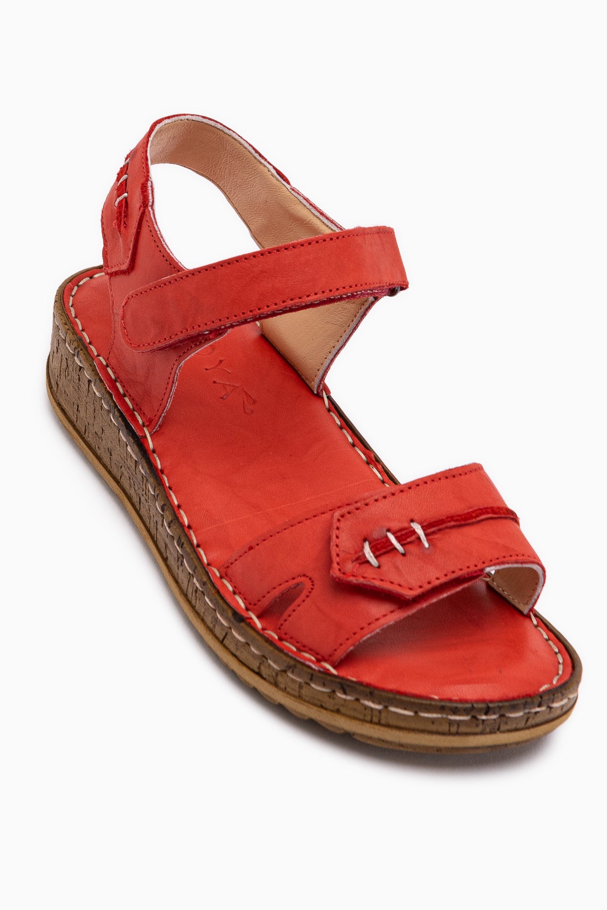 Leone Hakiki Deri Kırmızı Kadın Sandalet