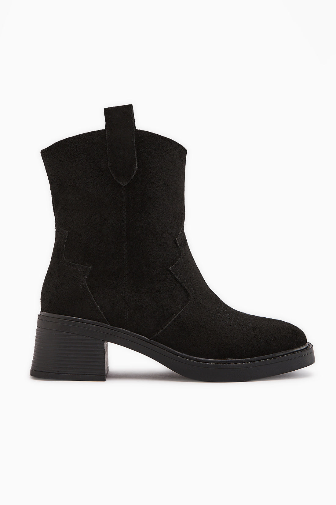Mindra Siyah Süet Nakışlı Kadın Bot