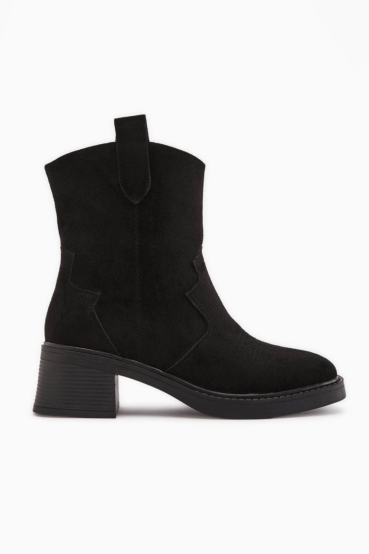 Mindra Siyah Süet Nakışlı Kadın Bot