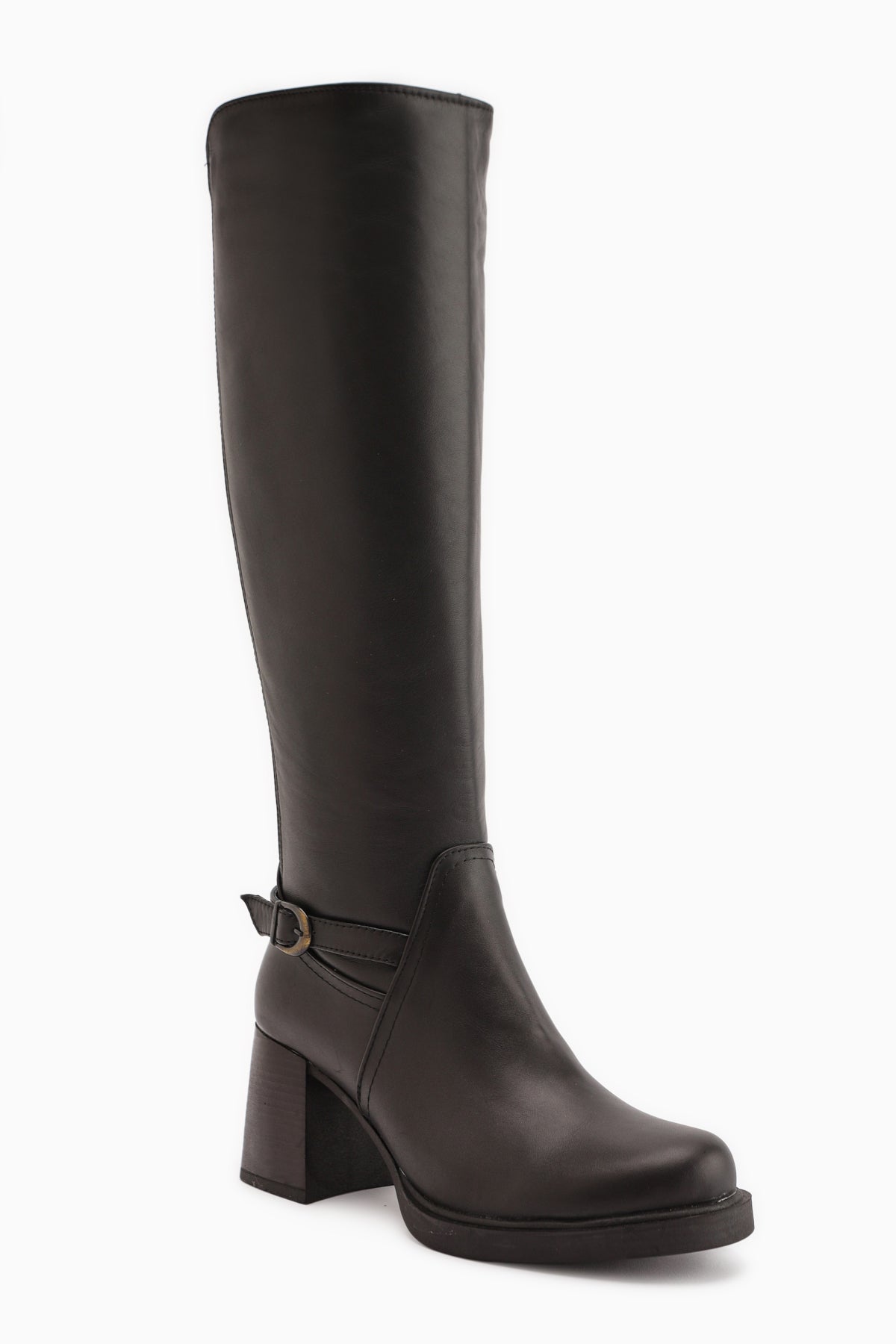 Gerti Hakki Deri Siyah Topuklu Kadın Çizme