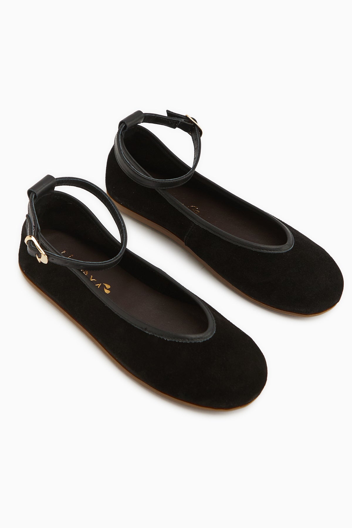 Jenin Hakiki Deri Siyah Süet Kemerli Kadın Babet