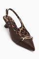Dima Kahve Leopar Desenli Kısa Topuklu Kadın Ayakkabı