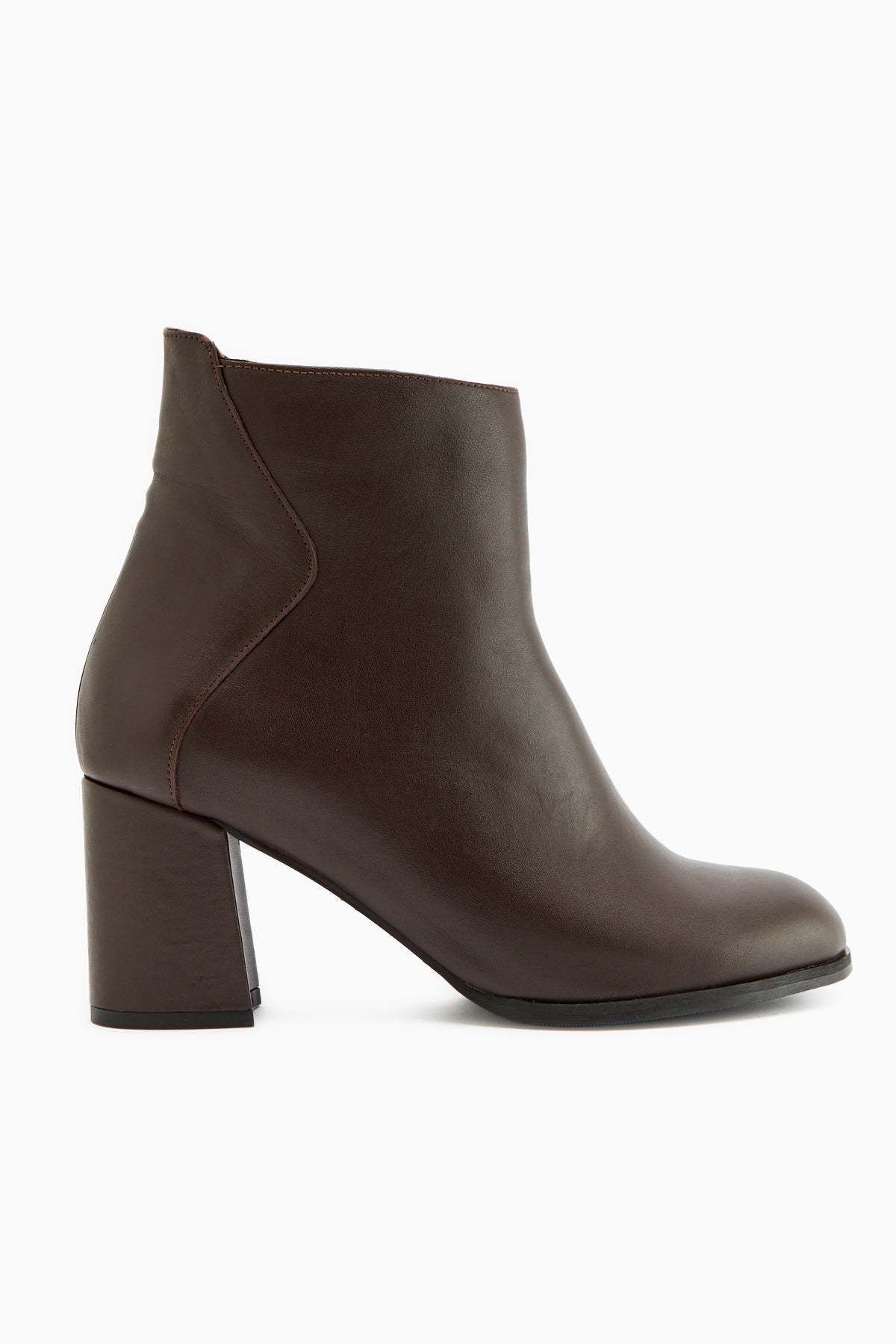 Eliza Hakiki Deri Kahve Topuklu Kadın Bot