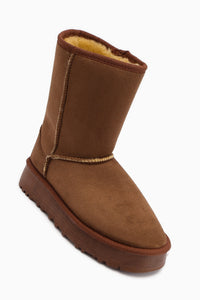 Lena-Birgitta Taba Süet İçi Kürklü Çekme Bot