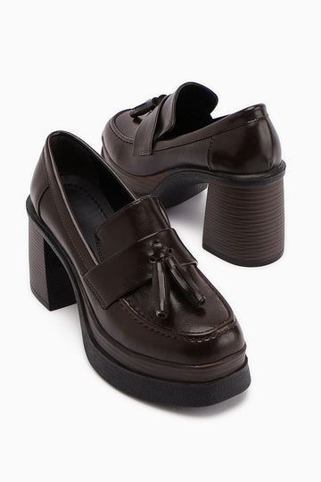 Juni Kahve Platform Topuklu Kadın Günlük Ayakkabı