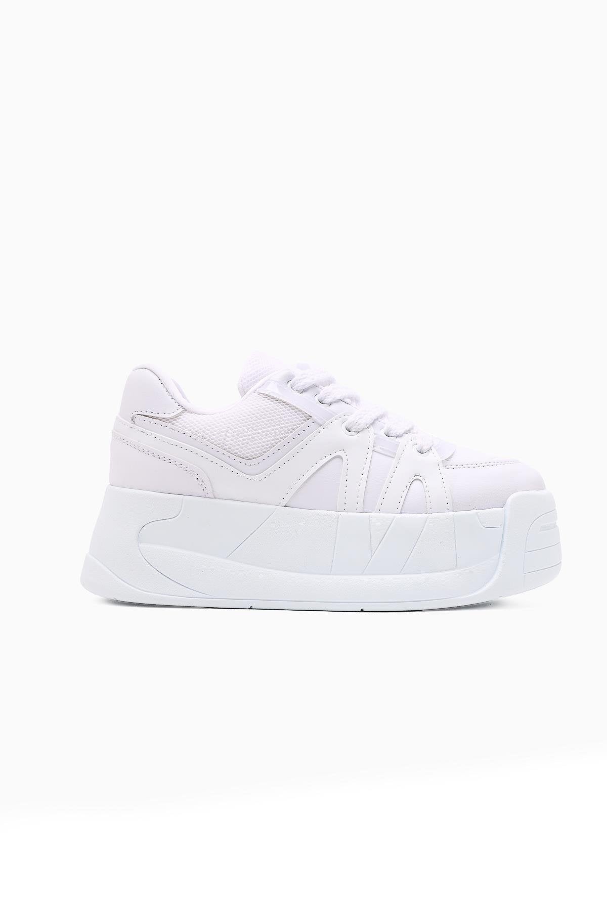 Alvi Beyaz Deri Detaylı Kadın Sneakers