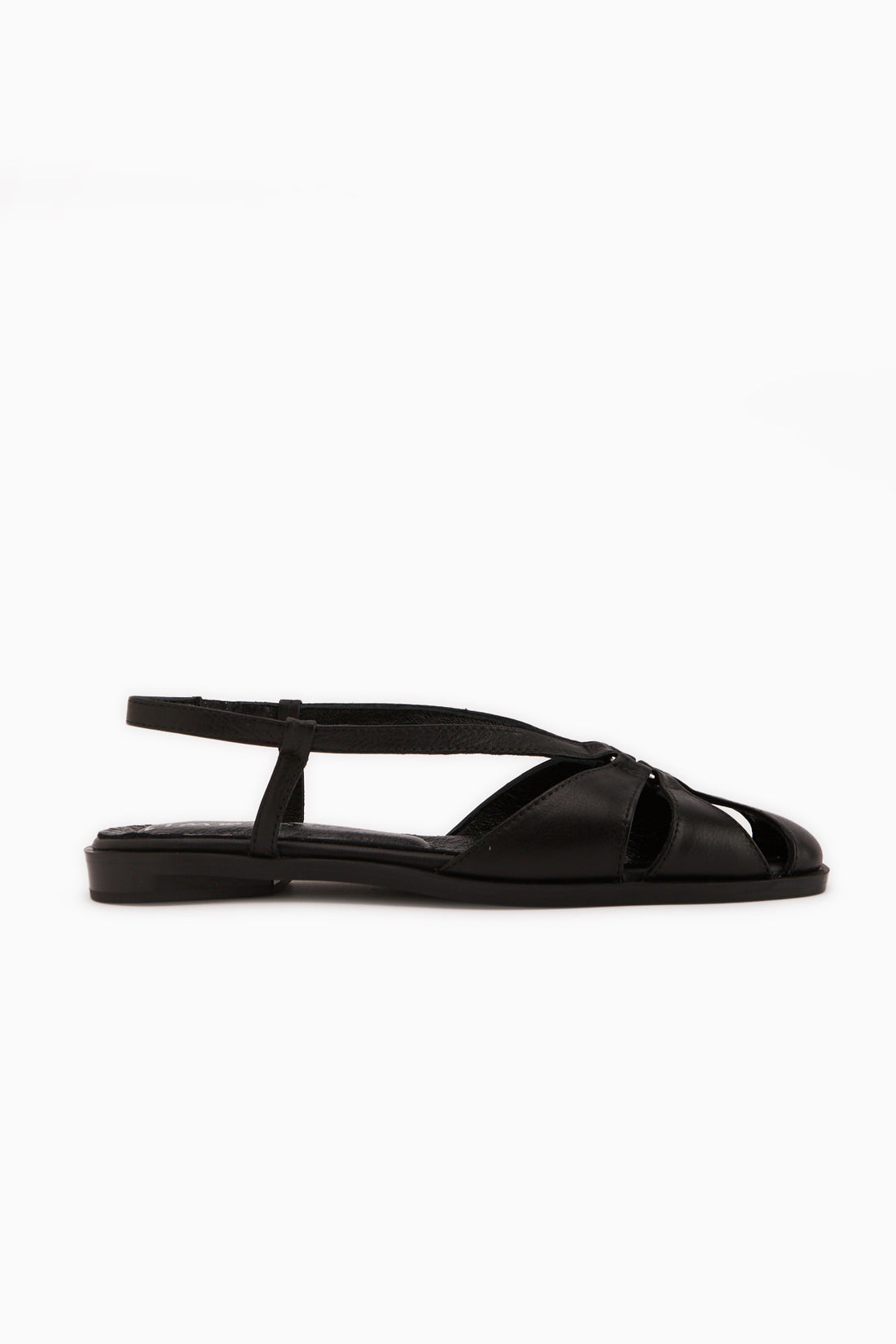 Cally Hakiki Deri Siyah Lastikli Kadın Sandalet