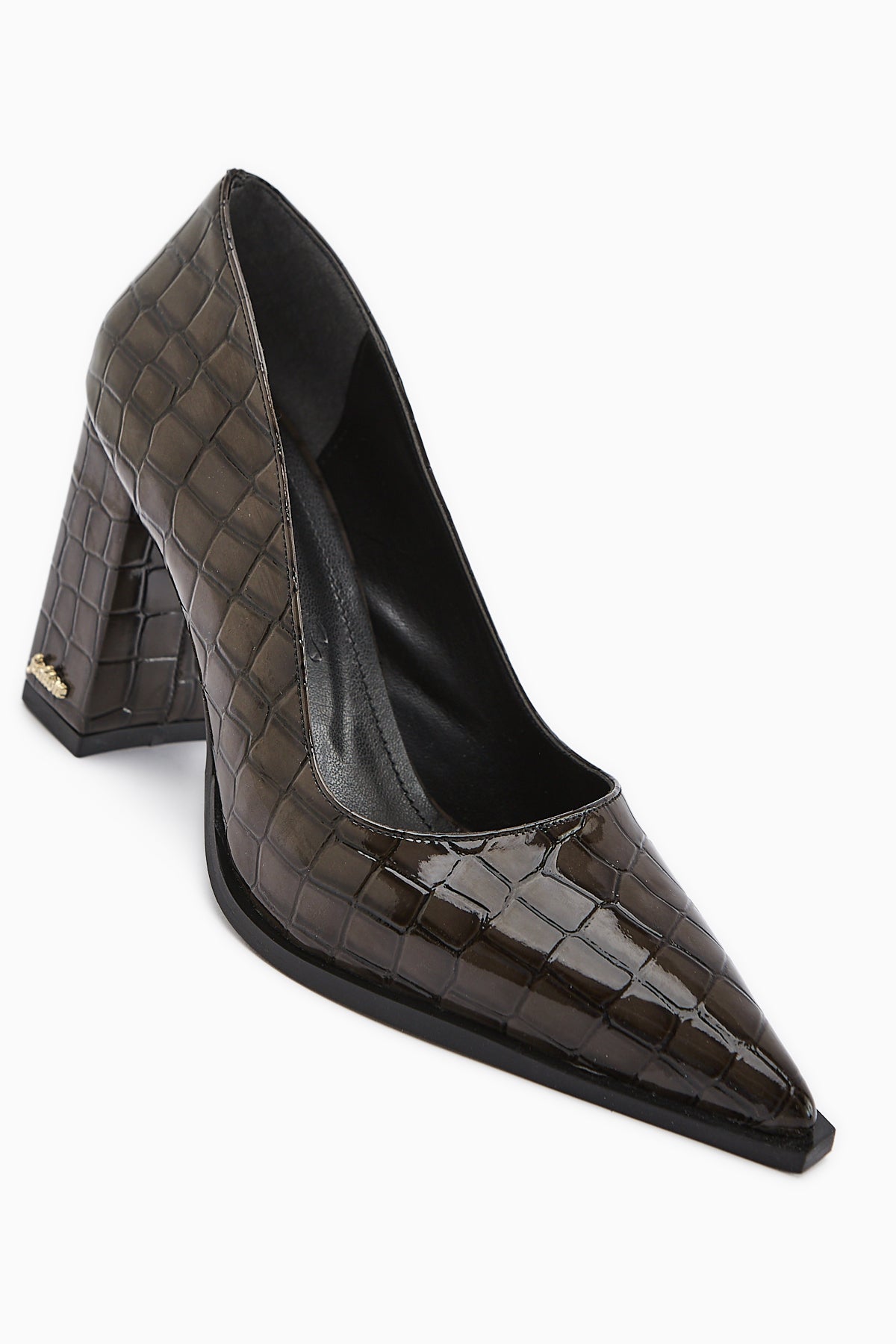 Lucy Kahve Kroko Kalın Topuklu Ayakkabı Kadın Stiletto