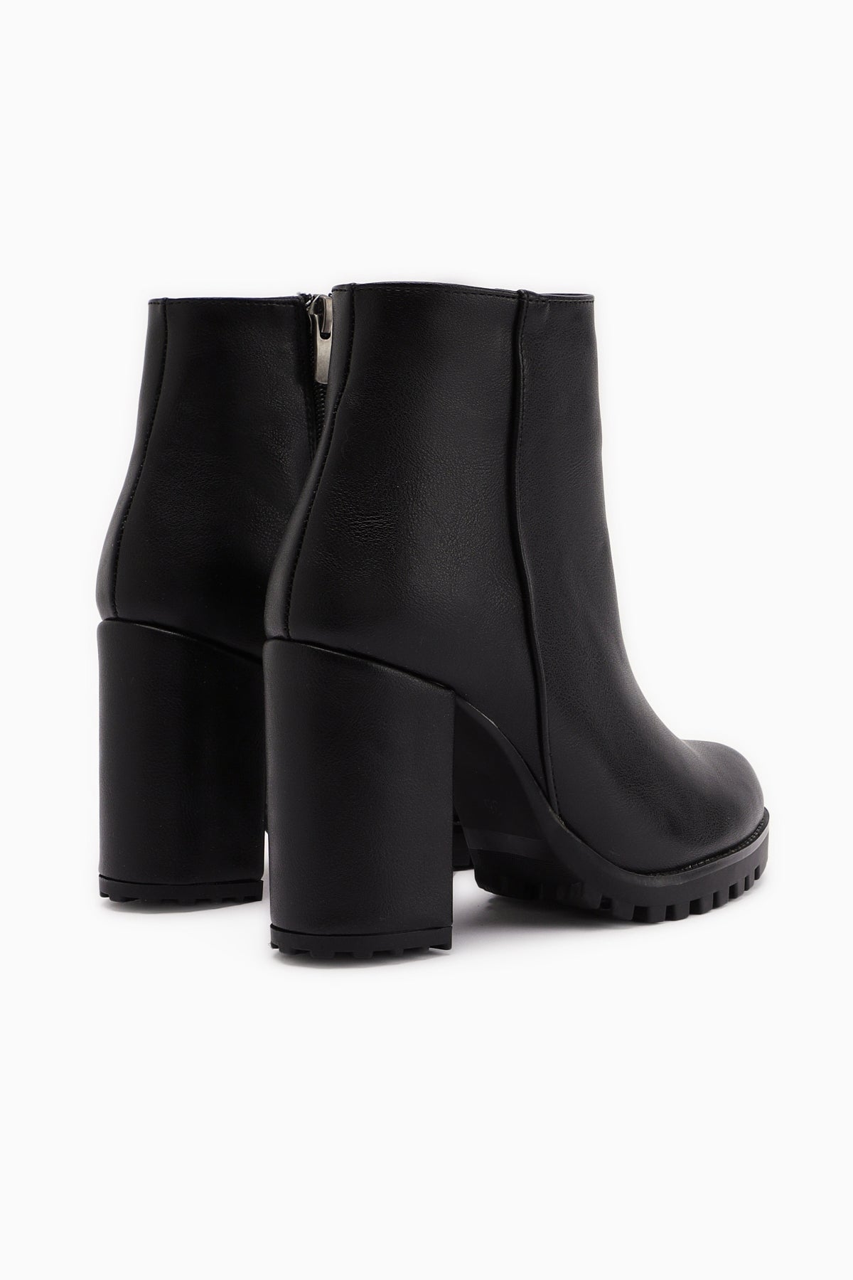 Bahiya Siyah Oval Burunlu Fermuarlı Topuklu Bot