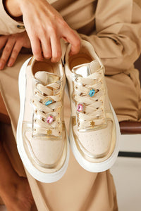 Deena Krem Kalın Tabanlı Taş Detaylı Sneakers