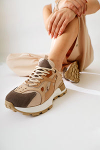 Siska Bej-Kahve Bağcıklı Yüksek Taban Sneakers