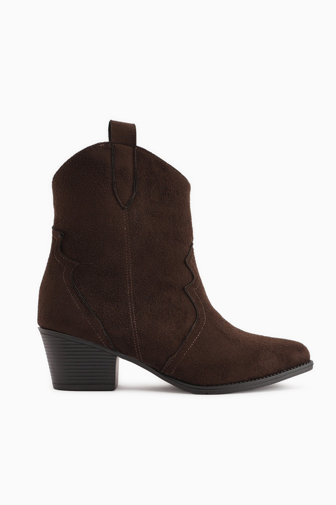 Joo Kahve Süet Sivri Burunlu Nakışlı Western Bot