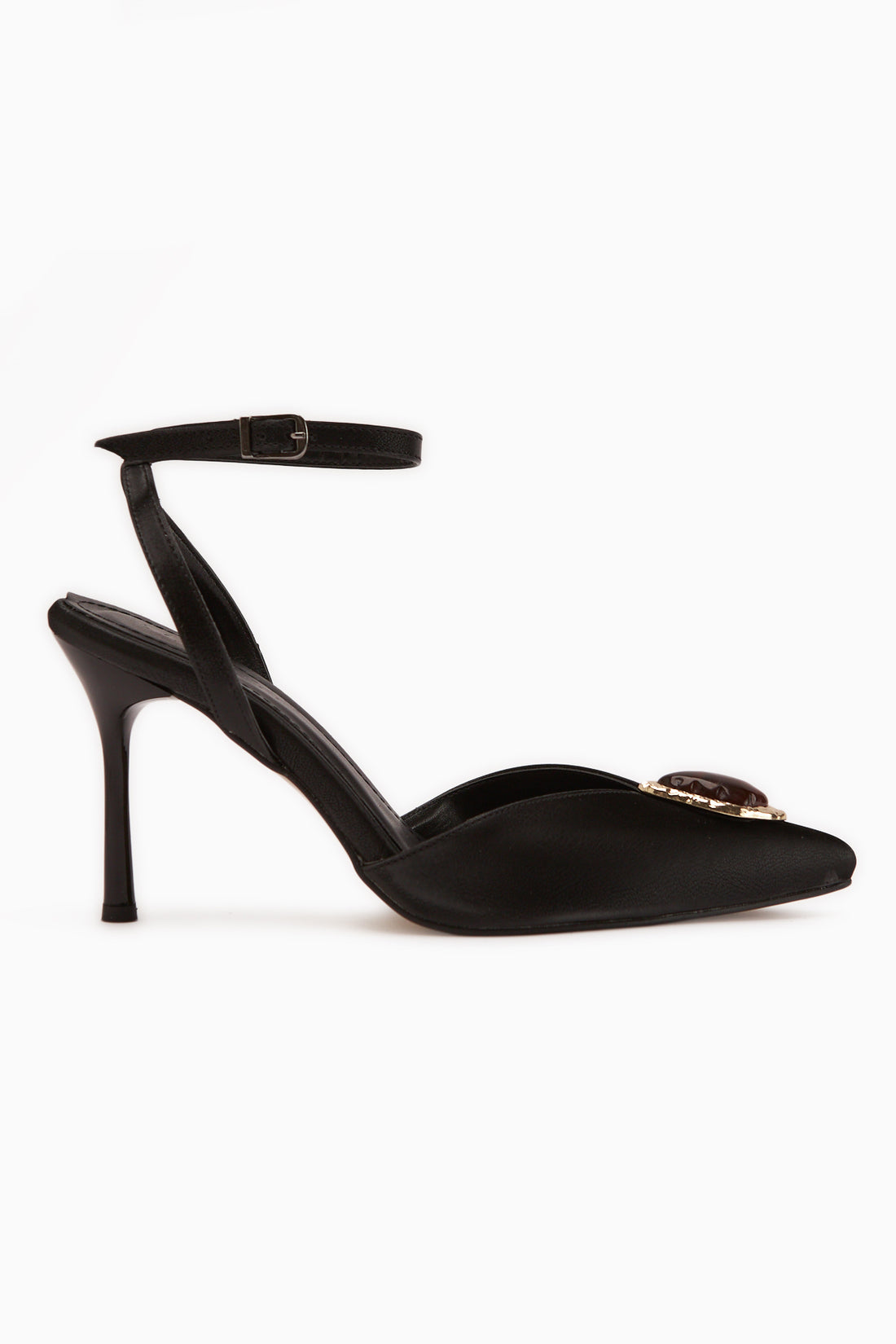 Laura Siyah Tokalı Bilekten Bağlamalı Kadın Topuklu Ayakkabı