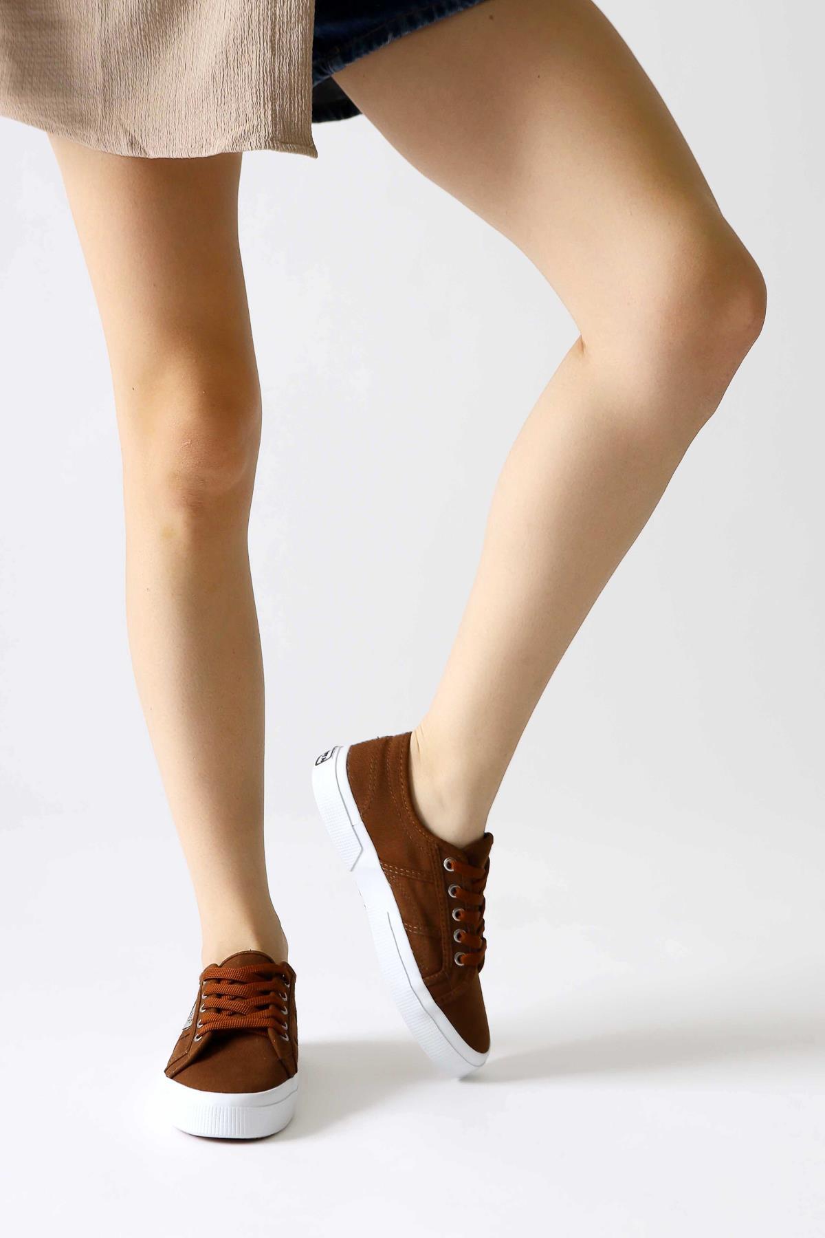 Timon Kahve Rahat Taban Keten Sneakers