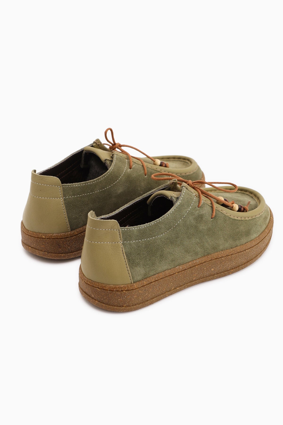 Polin Hakiki Deri Haki Süet Bağcıklı Günlük Loafer Ayakkabı