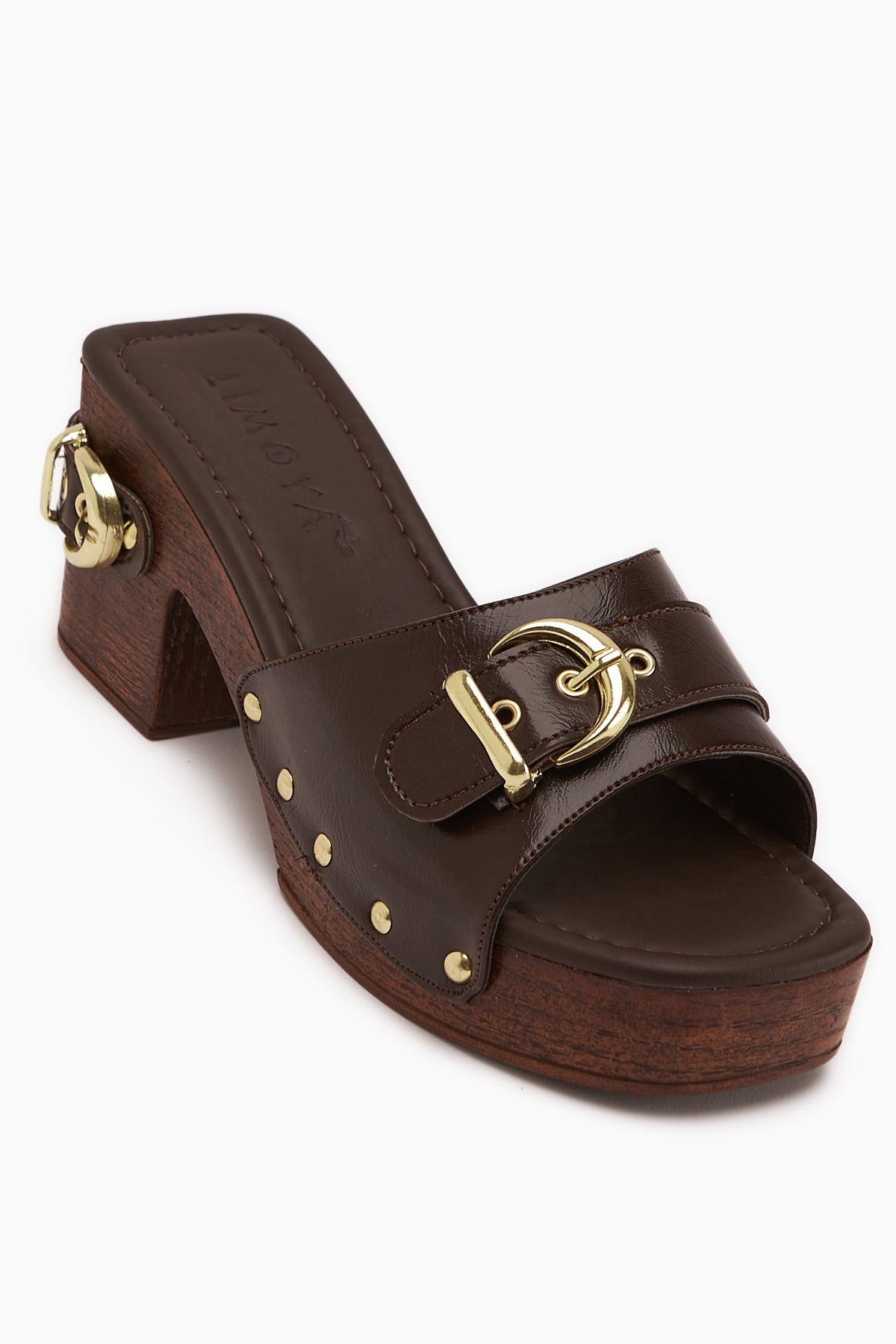 Edita Kahve Kemer Detaylı Platform Topuklu Kadın Terlik