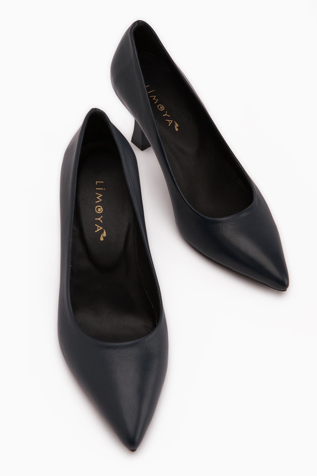 Clarry Hakiki Deri Lacivert Kadın Topuklu Ayakkabı