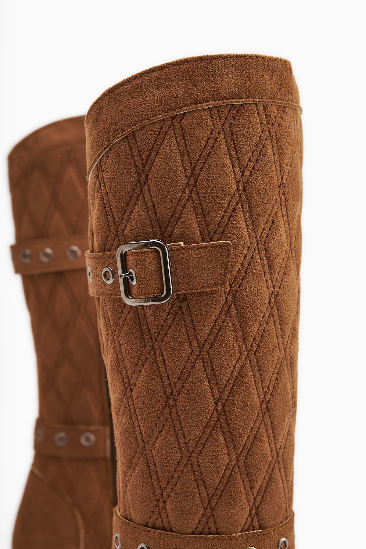 Carma Taba Süet Kemer Detaylı Kapitone Dikiş Çizme