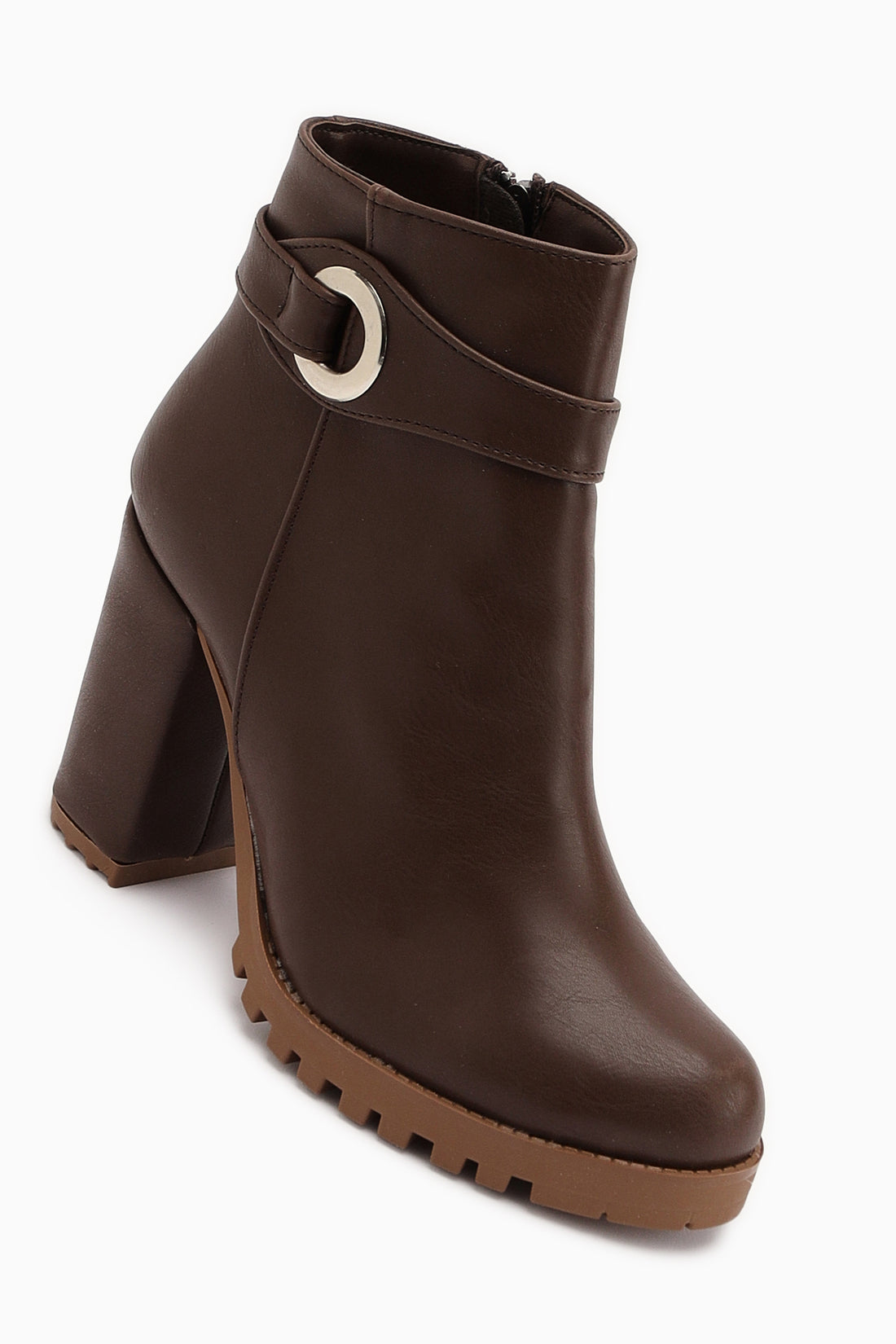 Destina Kahve Oval Burunlu Bilek Aksesuarlı Topuklu Bot