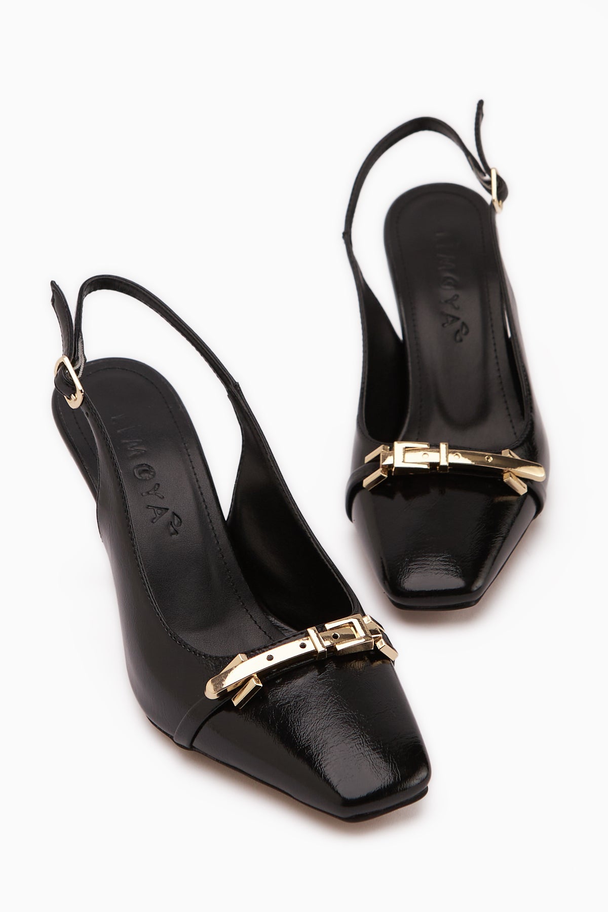 Hanaa Siyah Tokalı Düz Burunlu Kadın Topuklu Ayakkabı