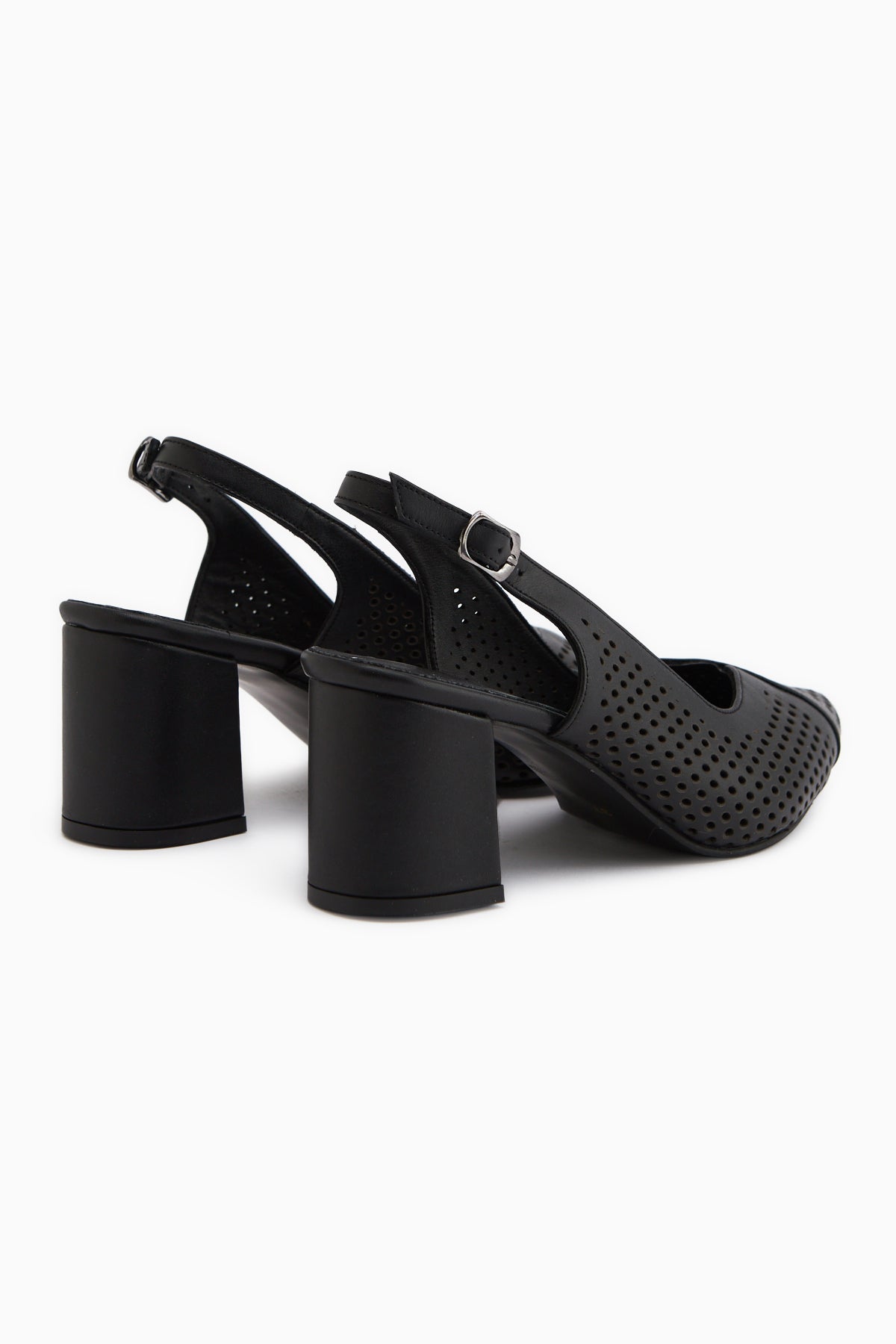 Cassie Hakiki Deri Siyah Topuklu Kadın Sandalet