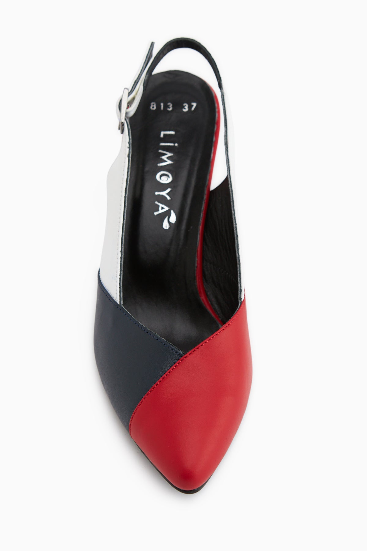 Brenda Hakiki Deri Kırmızı Lacivert Kadın Topuklu Sandalet