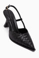 Neila Siyah Örgü Desenli Kadın Topuklu Ayakkabı