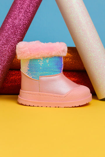 Eleen Pembe Pullu İçi Kürklü Bebe Bot