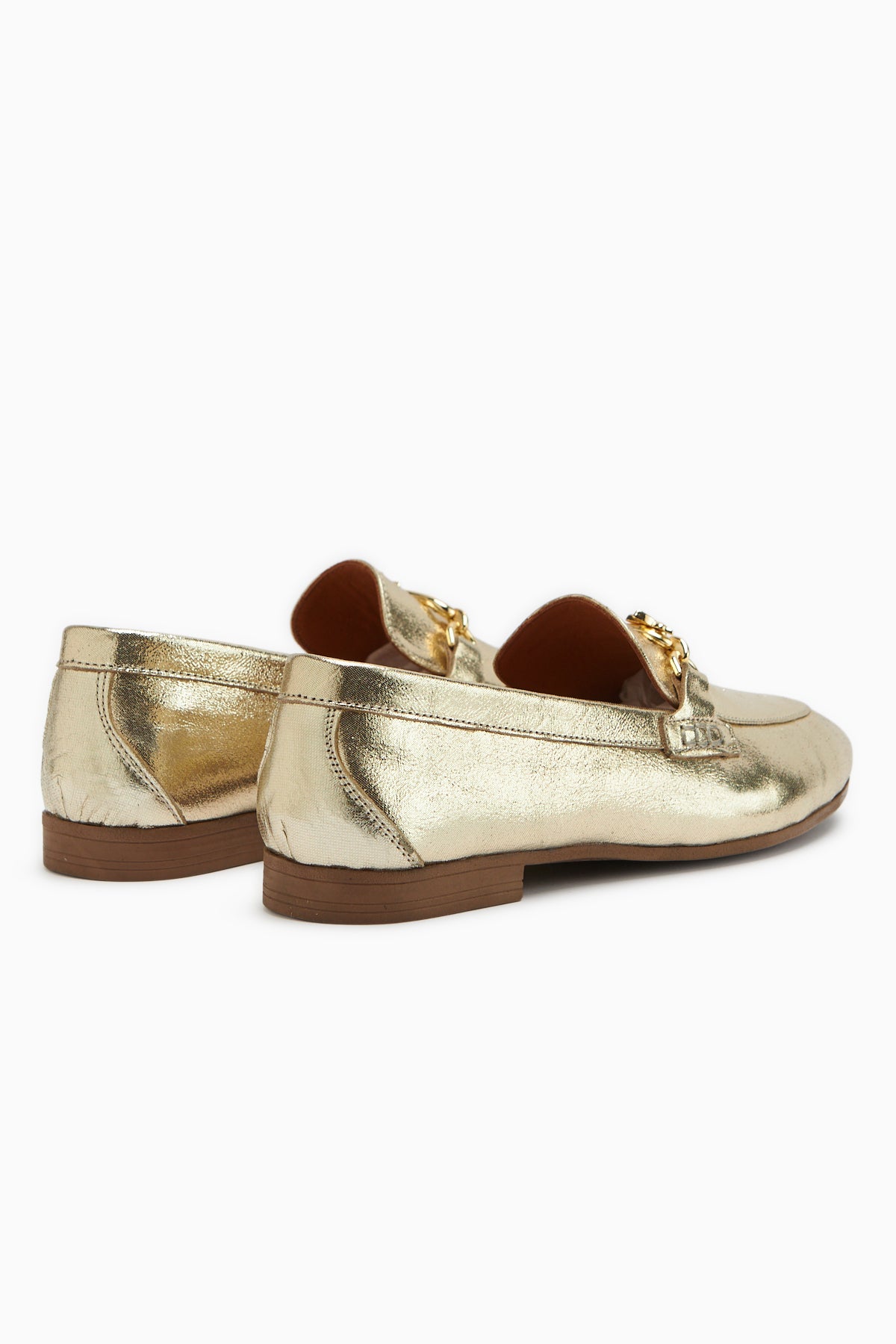 Alessa Hakiki Deri Altın Tokalı Loafer Kadın Günlük Makosen Ayakkabı