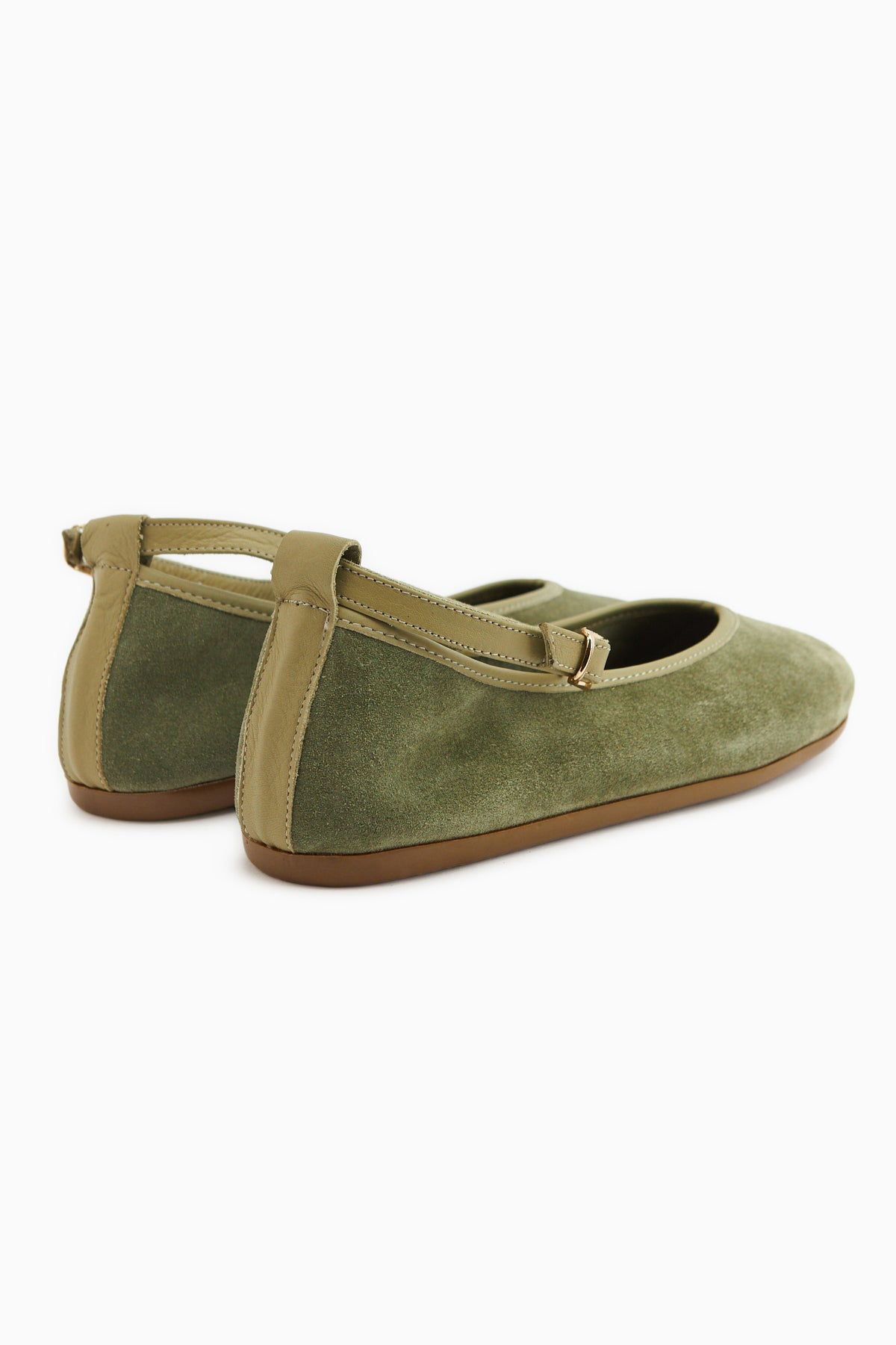 Jenin Hakiki Deri Haki Süet Kemerli Kadın Babet