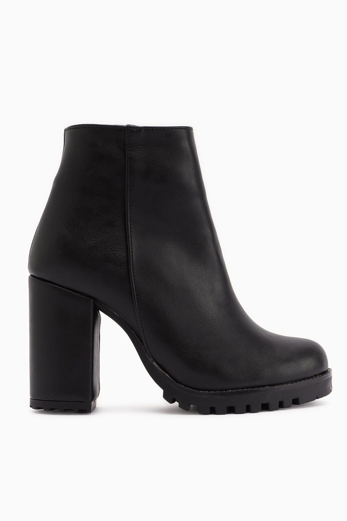 Bahiya Siyah Oval Burunlu Fermuarlı Topuklu Bot