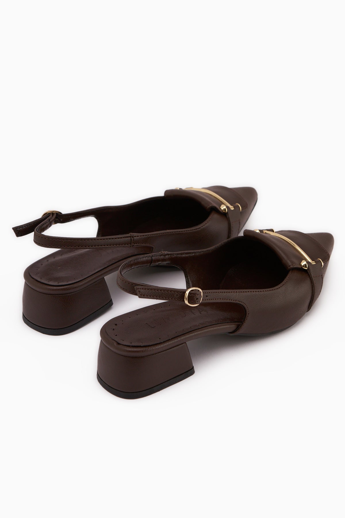 Enja Kahve Tokalı Kısa Topuklu Kadın Topuklu Ayakkabı