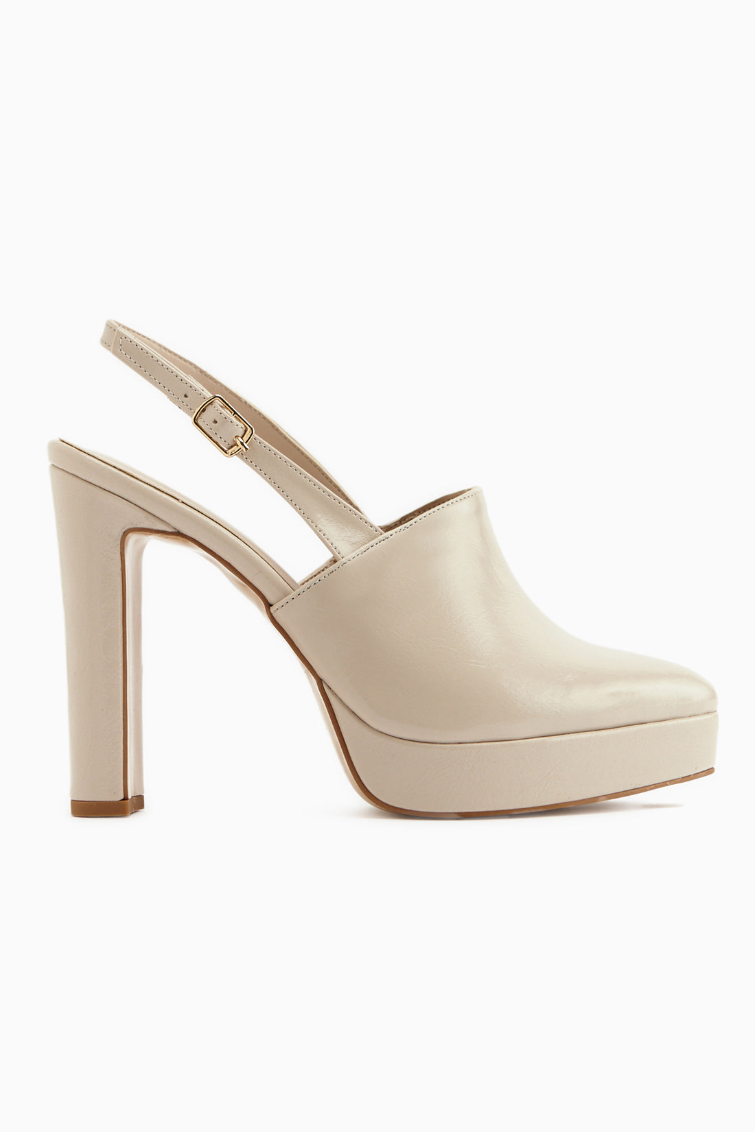 Marlen Bej Sivri Burunlu Slingback Platform Topuklu Kadın Ayakkabı