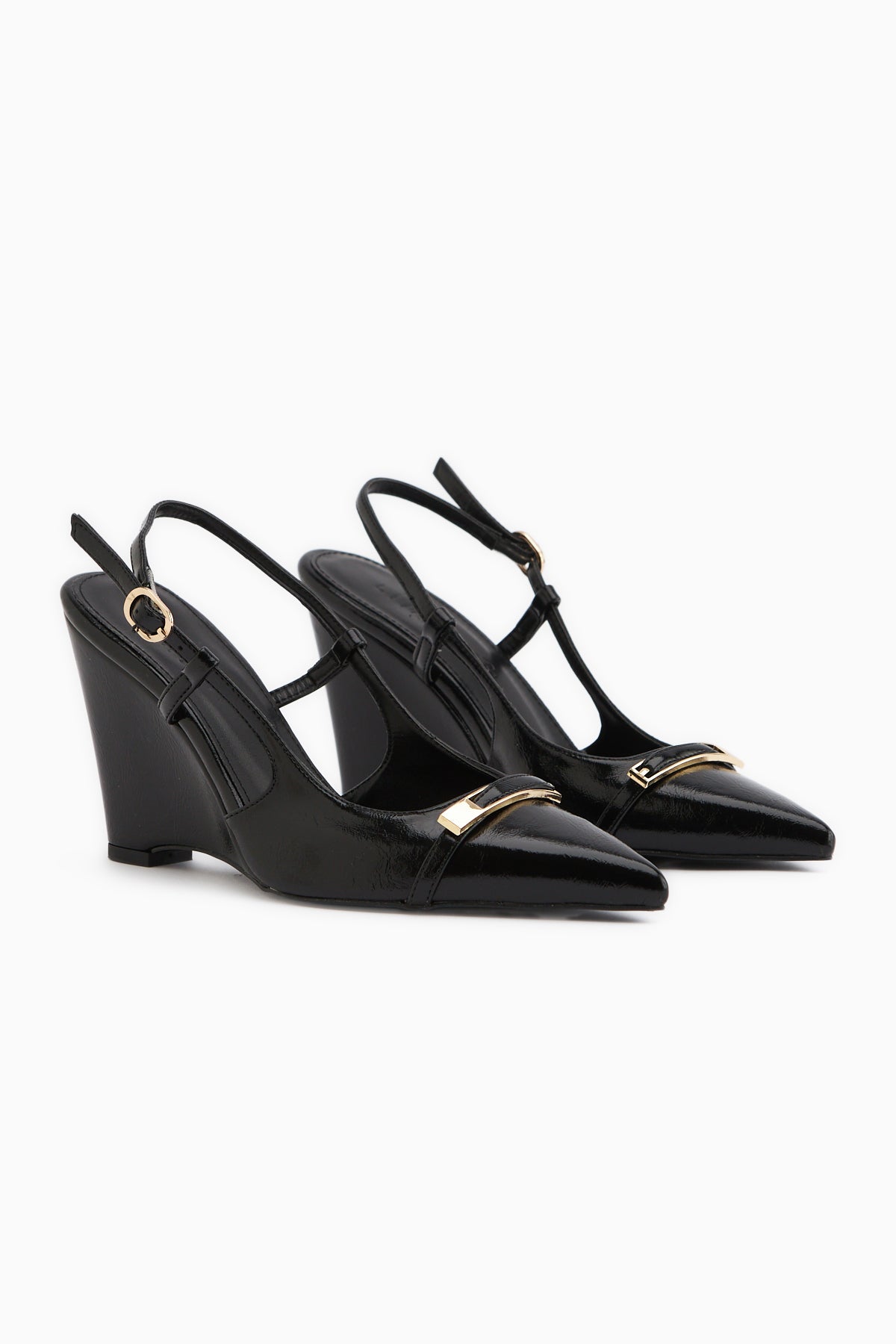 Phia Siyah Tokalı Dolgu Topuklu Kadın Sandalet