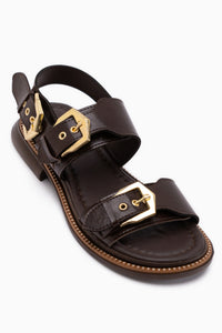 Liena Kahve Çift Tokalı Kadın Sandalet