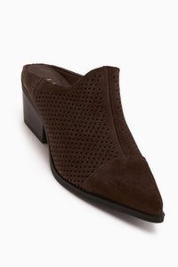 Lamai Hakiki Deri Kahve Önü Kapalı Topuklu Kadın Terlik